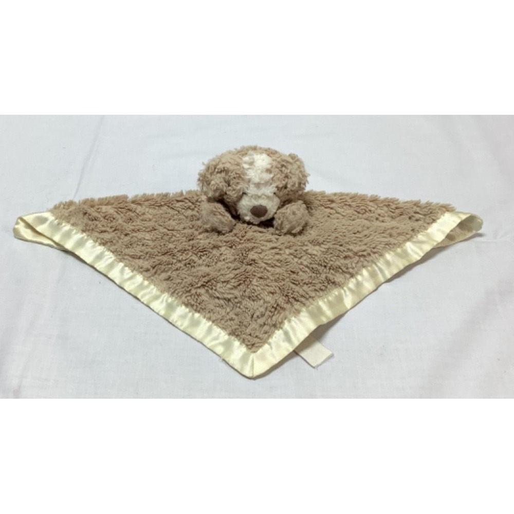 Mary Meyer Brown Puppy Dog Lovey Security Blanket Satin Trim 13"x13"